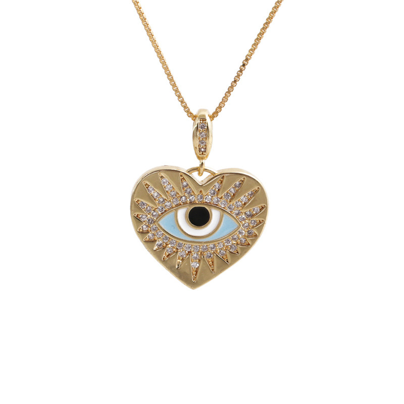 Fashion Heart-shaped Devil Eyes Zircon Pendant Necklace