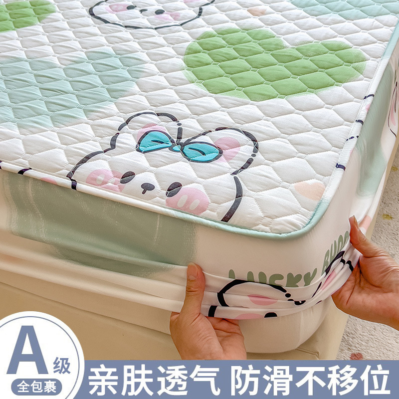 Quilted Cotton Fitted Sheet, Single-Piece Dirt-Resistant Bed Cover, Full-Coverage Mattress Protector, New Model Fitted Sheet, Suitable for All Seasons
