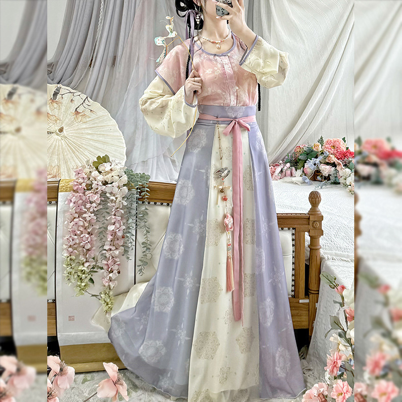 Han Yu Kui - Subtle Fragrance Floating, Tang-Style Hanfu for Women, 2026 New Model Round-Neck Shirt, Tang-Style Ancient Costume, Finely Crafted Hanfu