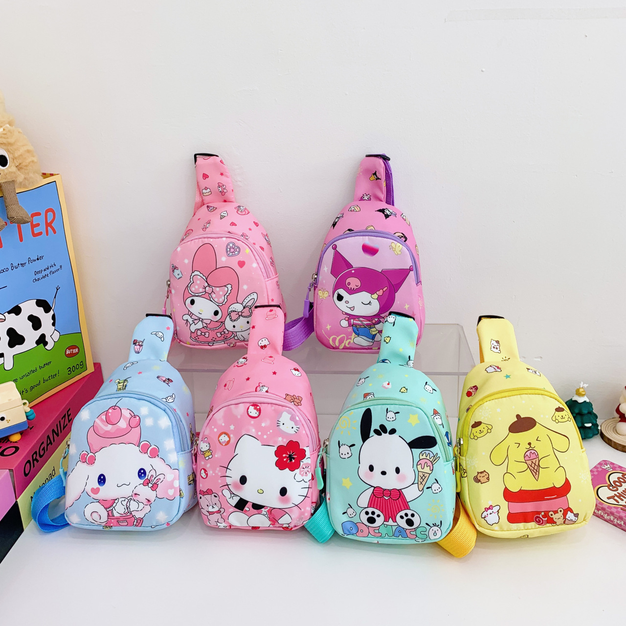 2026 New Children's Kuromi Cute Bag Cartoon My Melody Chest Bag for Girls Lightweight Crossbody Bag