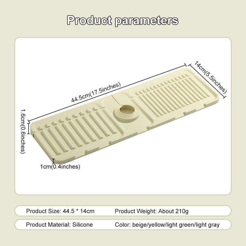 Manufacturer's in-stock silicone faucet drain mat, waterproof and splash-proof drainage pad for kitchen and bathroom countertops