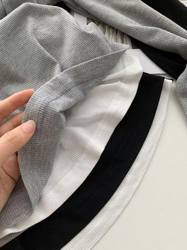 假两件拼接polo领长袖T恤女百搭款春季修身打底收腰小衫内搭上衣|undefined