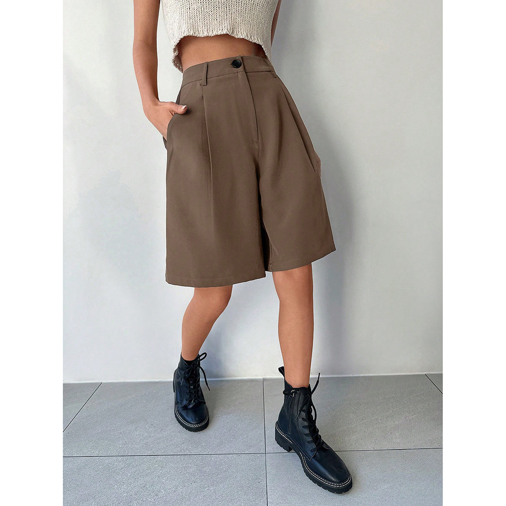 跨境外贸热销款休闲垂感西装短裤女夏季新款宽松显瘦高腰a字短裤