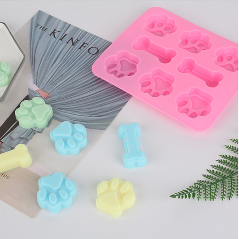 undefined6 Catlike India silica gel Cake mould Puppy Footprint Bone silica gel chocolate mouldundefined