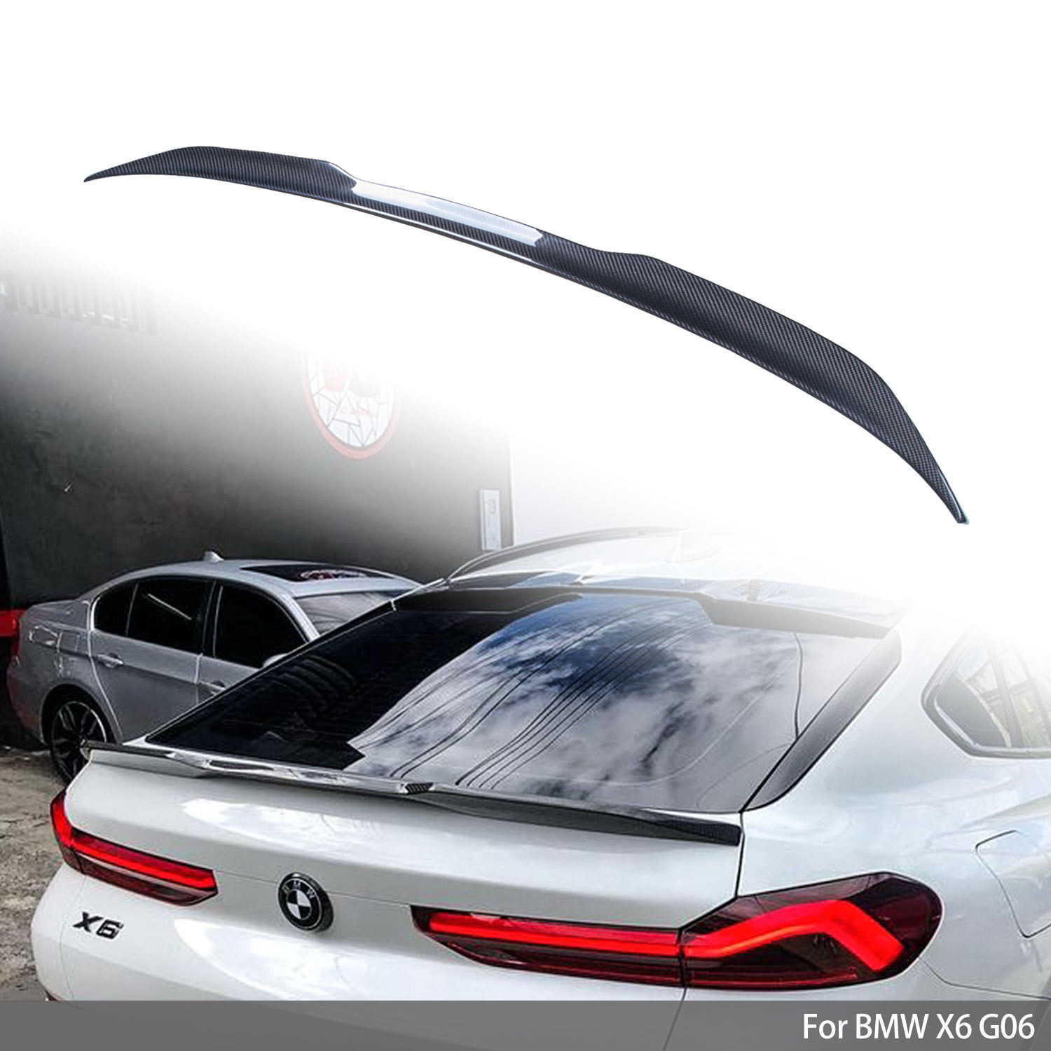 Suitable for BMW X6 rear spoiler G06, mid-wing spoiler for 19-26 models, made of ABS material, adhesive installation, non-destructive installation