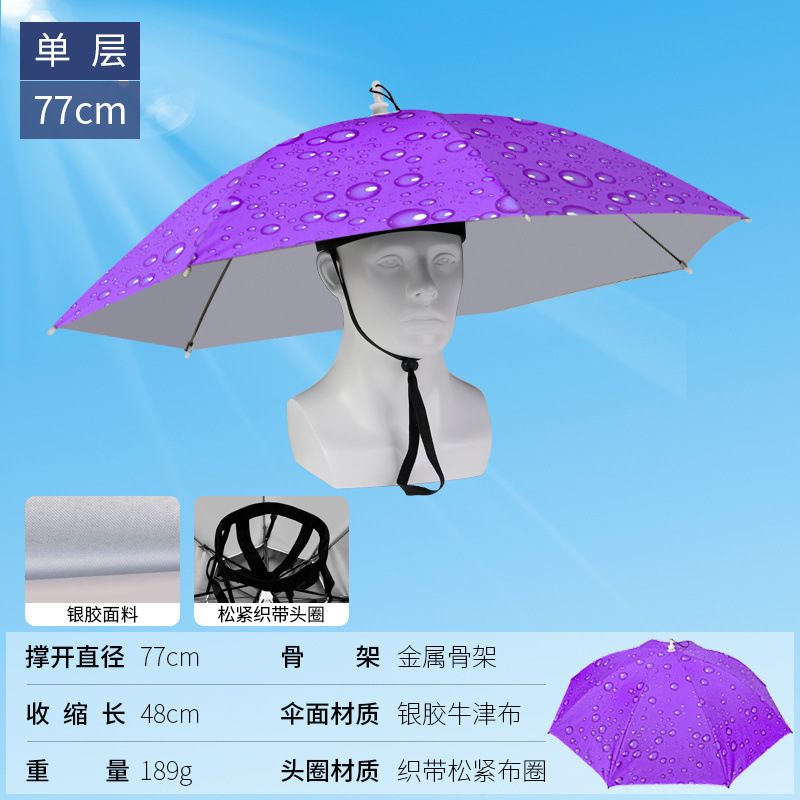 伞帽头戴雨伞帽子钓鱼头戴太阳伞户外采茶环卫防晒斗笠伞折叠大号|undefined