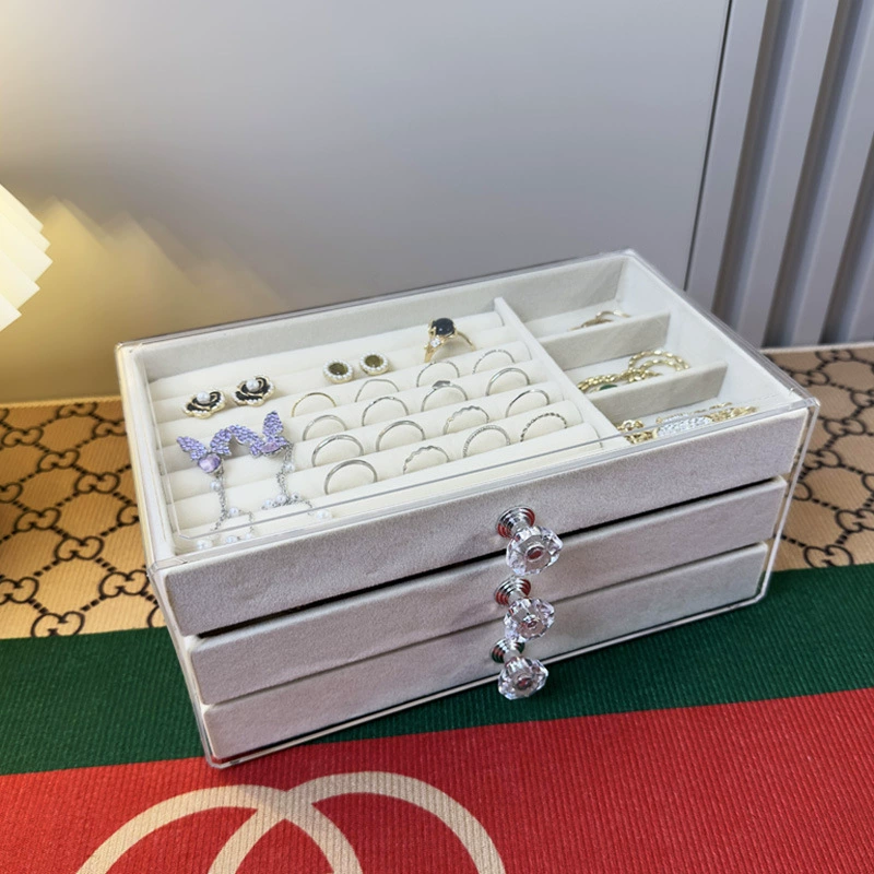 Трехслойная фланелевая коробка для хранения ювелирных изделий серьги коробка для хранения ювелирных изделий пылезащитный многофункциональный ящик шкатулка для драгоценностей