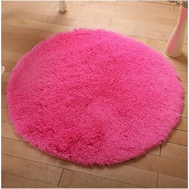 Alfombra de seda redonda de color sólido dormitorio de chicas cestas colgantes almohadilla giratoria piso de sala de estar simple sofá mesa de té almohadilla
