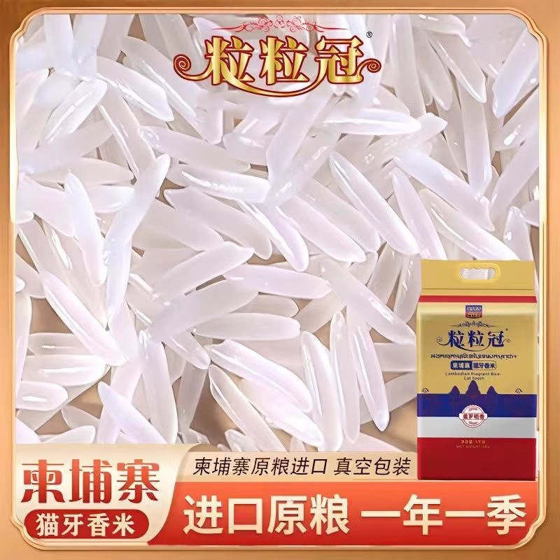 Cambodian Fragrant Rice Long-Grain Fragrant Rice Cat Tooth Rice Silk Rice New Rice 5kg 10kg Packaging Wholesale Gifts