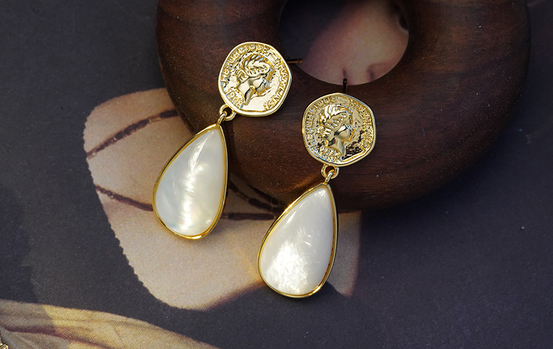 Retro Water Droplets Copper Inlay Zircon Drop Earrings 1 Pair