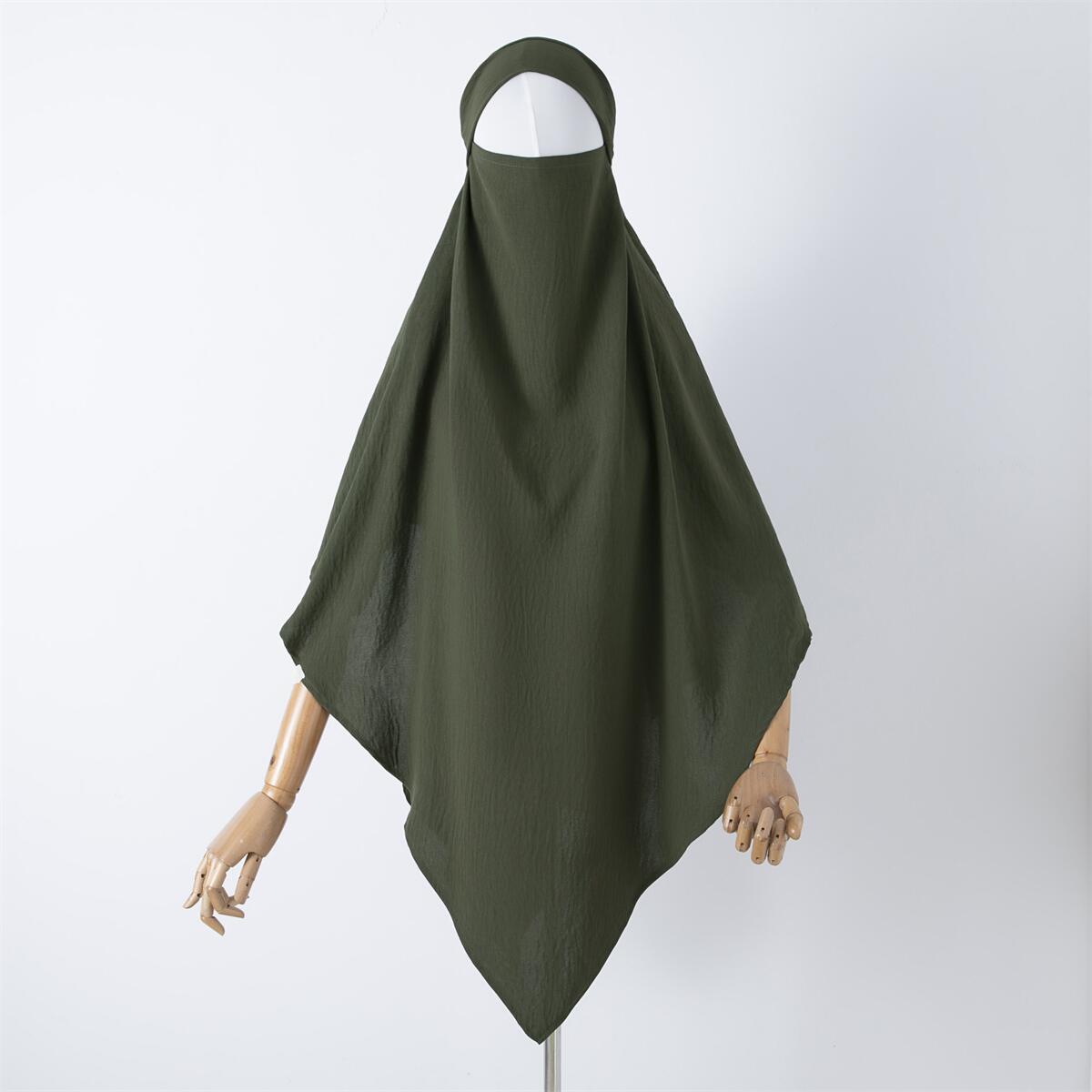 Damenbekleidung einfarbige Spitze Muslim Doppelschicht Kopftuch_voghion.com