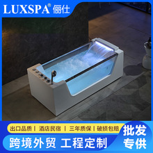 厂家直销酒店家用工程双玻璃无缝独立亚克力浴缸智能冲浪按摩浴盆