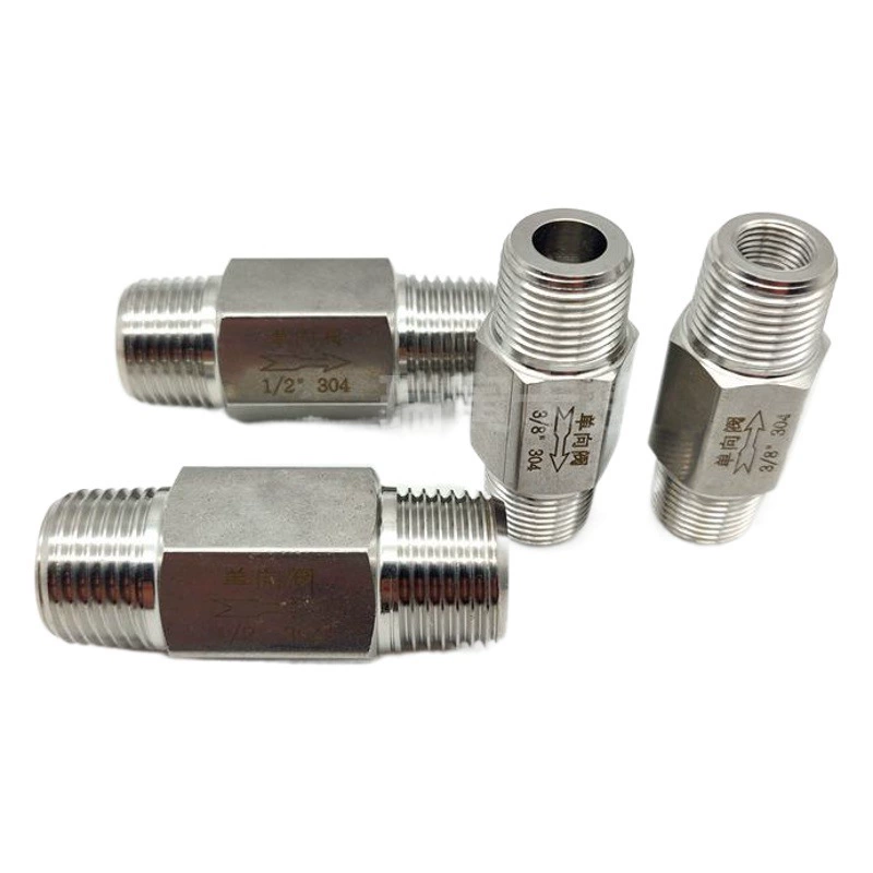 304 Нержавеющая сталь односторонний клапан 2 минуты 4 точки двойной наружной проволоки шестиугольный обратный клапан 1/81/41/2 Внешний резьбовой обратный клапан