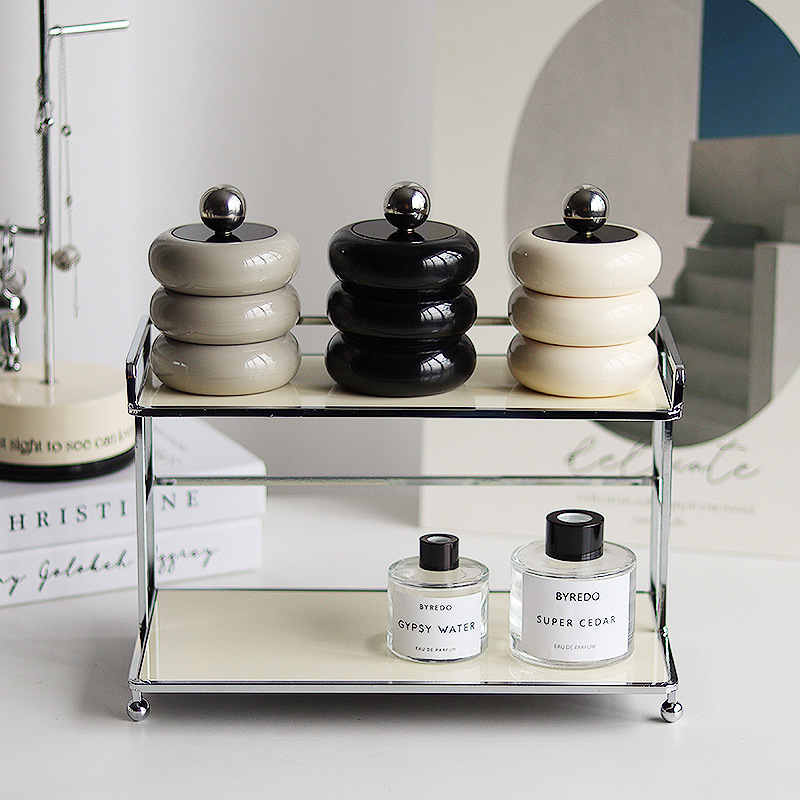 Caja de hisopo de algodón de estilo nórdico caja de algodón cosmético de melamina escritorio a prueba de polvo Limpieza de algodón Caja de almacenamiento de cristal caja de bolas de algodón