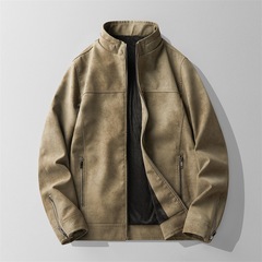 レトロな古い機関車の毛皮の服の男性の短いタイプの秋冬のベルベットのアメリカのレジャー飛行puのジャケットの鹿の毛皮のコート