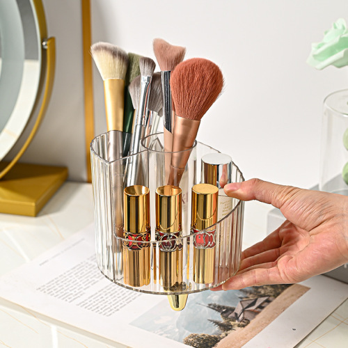Makeup Brush Storage Tube Makeup Table Transparent Divided Eyebrow Pencil Lipstick Organizer Box Office Desk Pen Holder Storage Box 