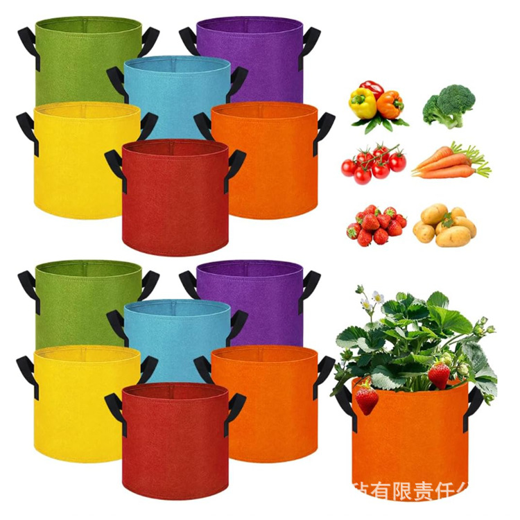 毛毡种植袋 无纺布跨境种植桶植树袋无纺布袋多色育苗营养植物袋