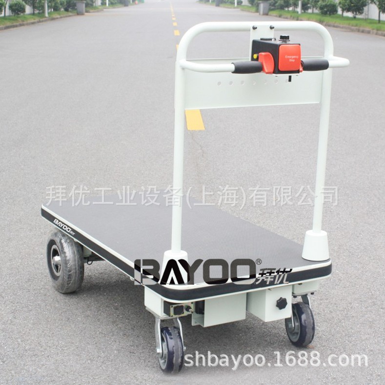BAYOO/拜优电动助力推车,带护栏电动平板推车,电动物流台车