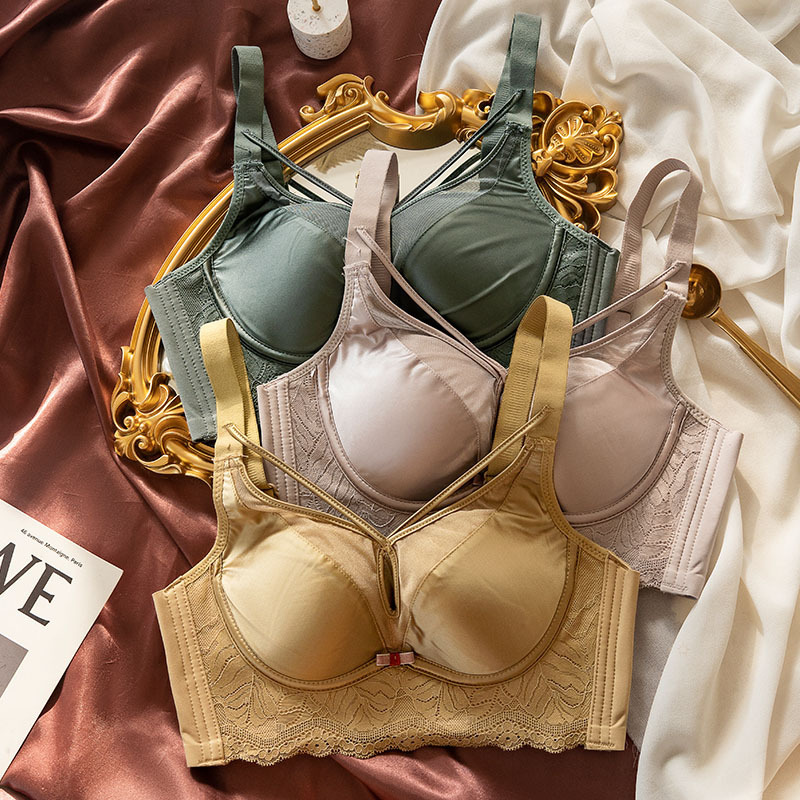 Meizhai Underwear Women's Non-rimmed Bra Push-up Small Chest Special Auxilary Breast Upper Bracing Anti-sagging Satin Explosions