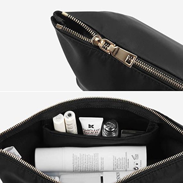 Nylon copper cosmetic bag with zipper