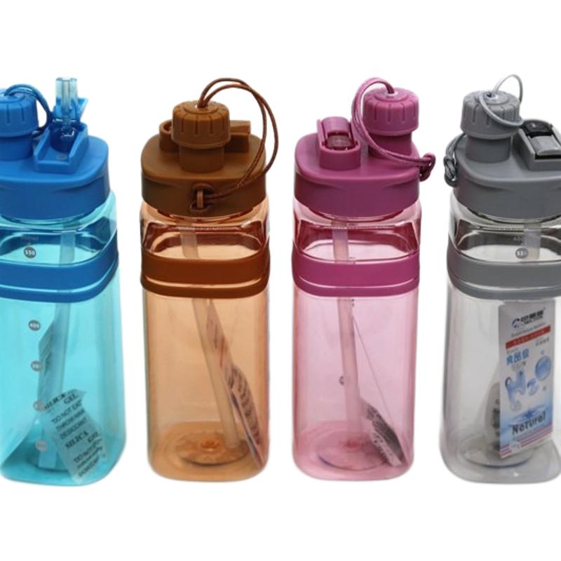 Zannuo nueva taza de agua portátil creativa de paja de bebida directa de doble propósito hervidor deportivo de agua colorido taza espacial cuadrada