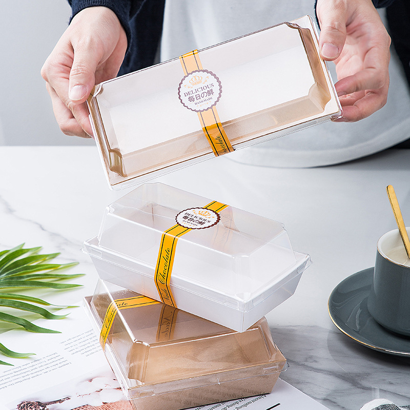 热销三明治包装盒毛巾卷舒芙蕾牛皮纸吸塑西点盒Sandwich box价格