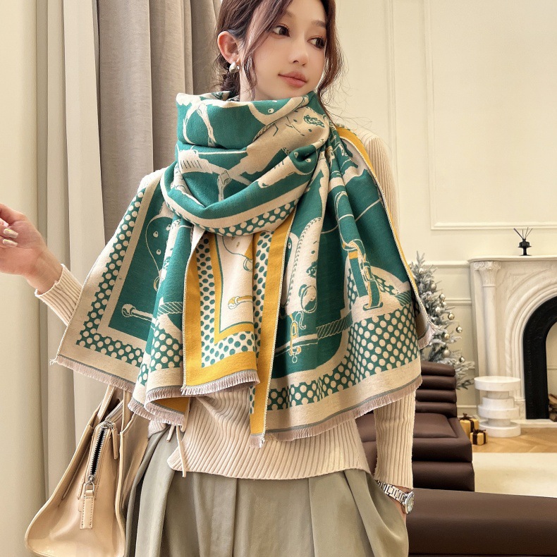 Sciarpa jacquard in cashmere imitazione di alta qualità e di lusso leggero, scialle invernale versatile da donna, antivento e caldo spesso_voghion.com