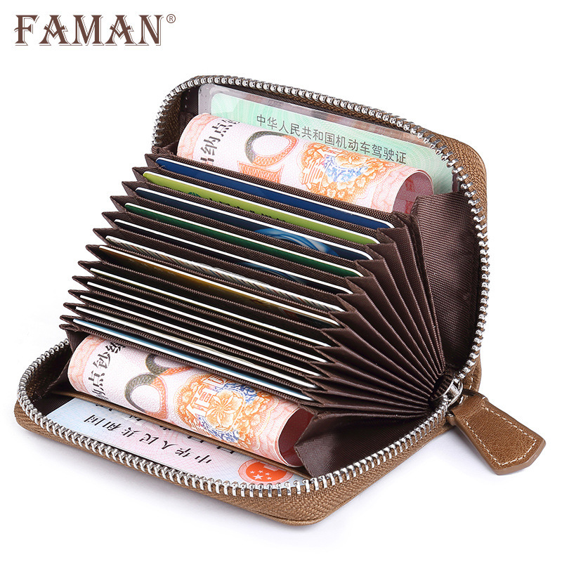 Bolsa de tarjetas de color sólido de cuero para hombres tarjeta de crédito de cuero multifuncional bolsa de tarjetas bancarias bolsa de tarjetas de órgano