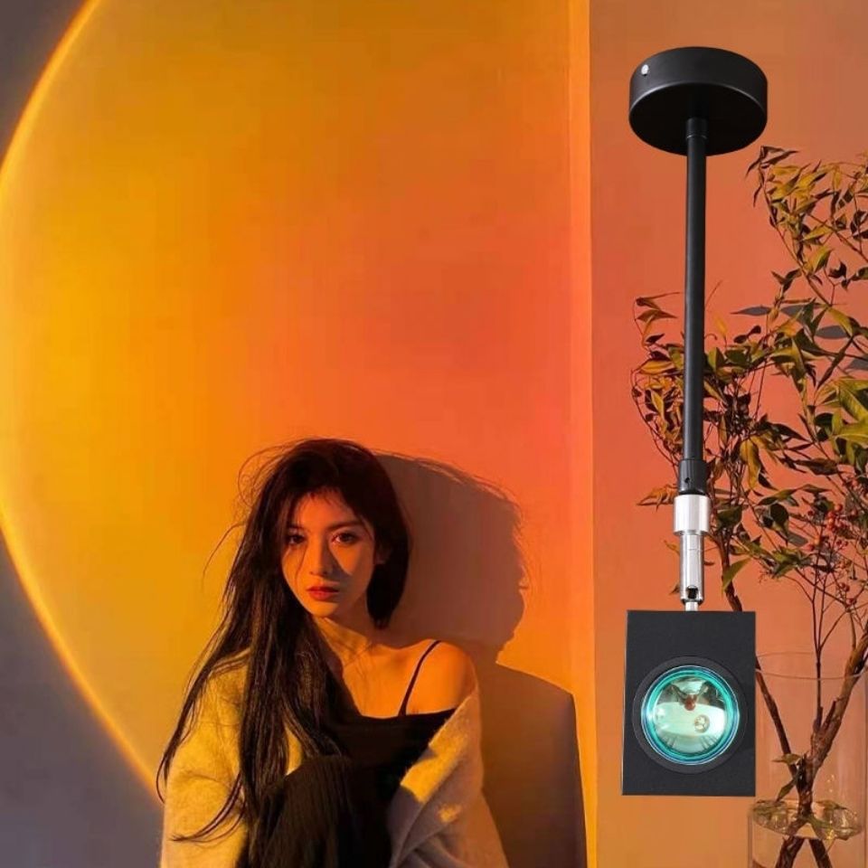 Lighting Sunset Sunset Sunset Lamp Chandelier Net Red Light Photograph Living Room Wash Wall Indoor Atmosphere Sunset Ceiling Lamp