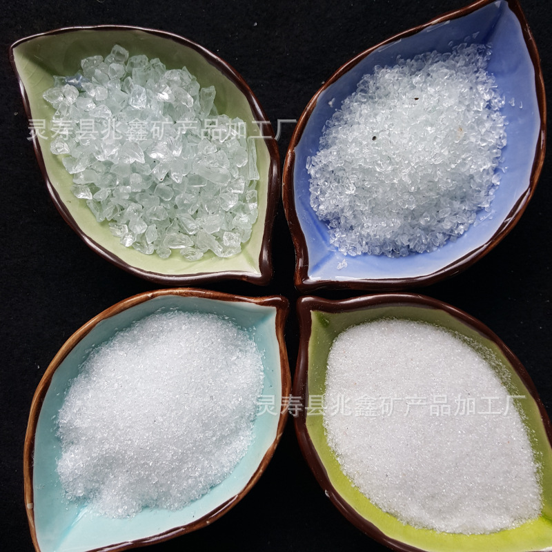 批发白色透明玻璃砂 碎玻璃渣 装饰填充骨料  规格齐全