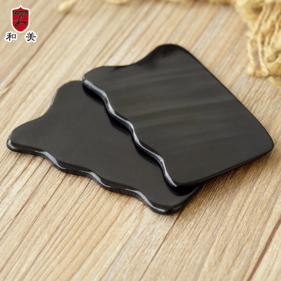 Hemei wholesale micro-flaw natural horn health foot massage tool multi-purpose scraping plate horn body special