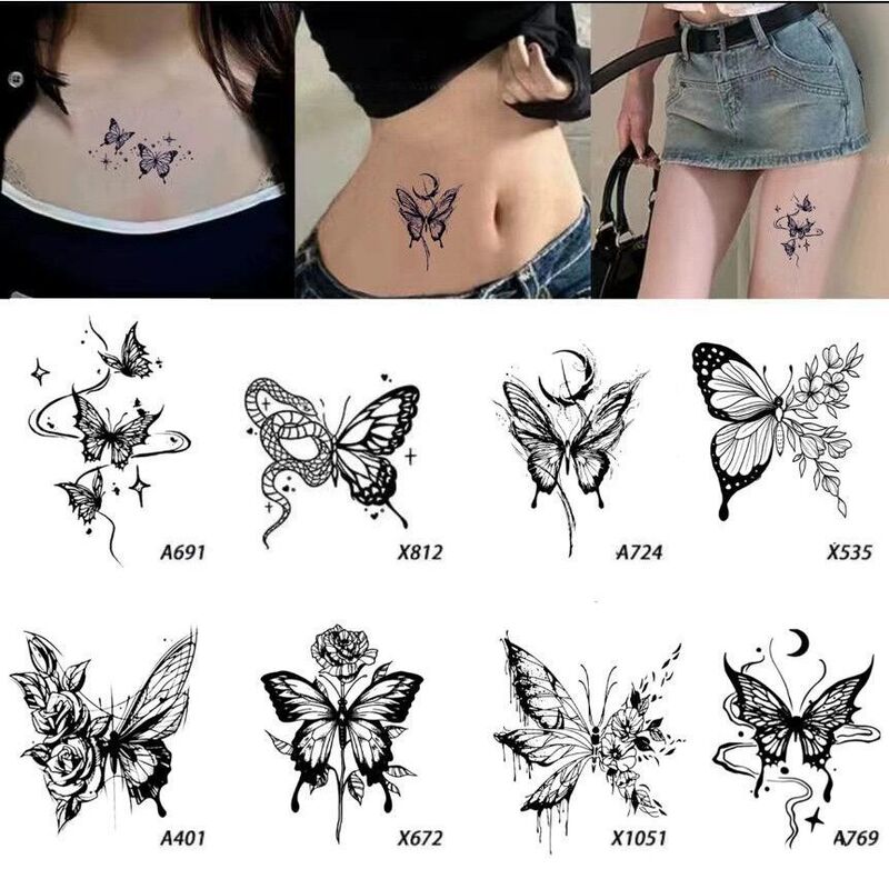 Ins Butterfly Herbal Juice Tattoo Sticker Waterproof Semi-permanent Non-one-month Washable Student Women's Lasting Flower Arm