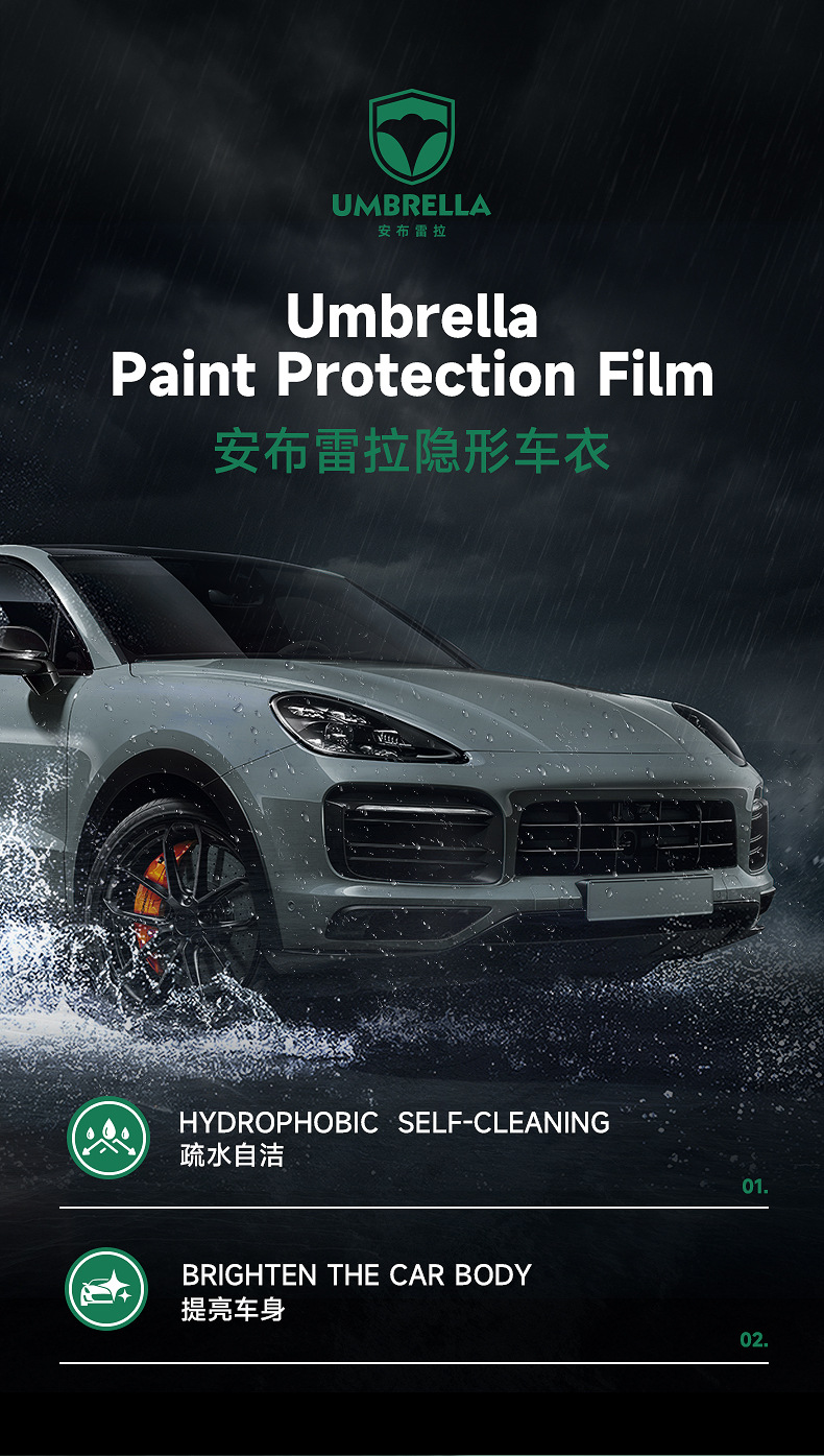 Tpu Invisible Car Cover, Car Paint Protection Film, Ppf, Self-Recovering, Anti-Scratch, Anti-Yellowing, Anti-Dirt, Transparent Protective Film