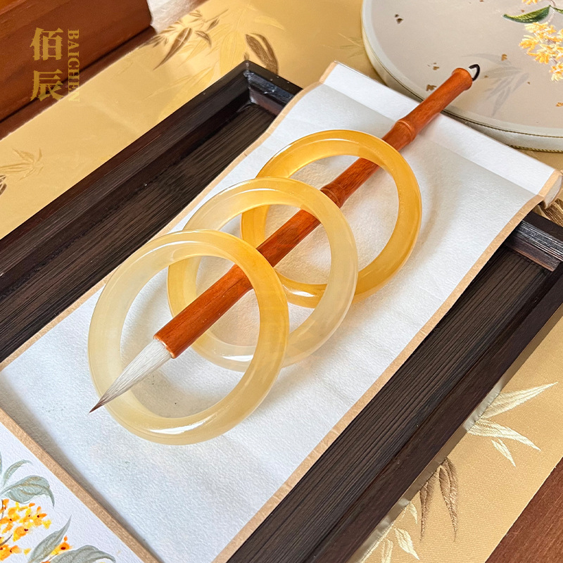 제조업체 도매 옥대용품 얼음 황룡 옥팔찌 반산 반물 오스만투스 양조 새로운 중국식 황옥팔찌