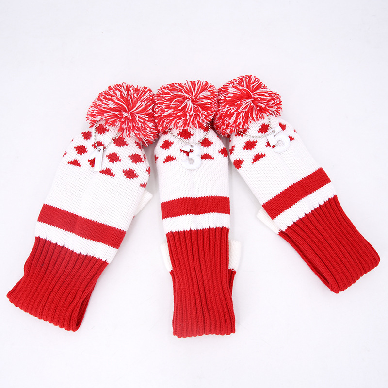 Cubierta protectora transfronteriza del Club de Golf cubierta de punto rojo lindo sombrero de felpa cubierta de fábrica al por mayor