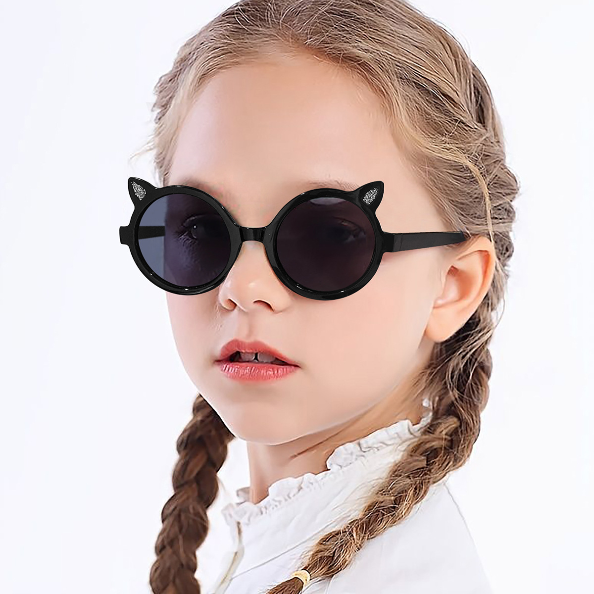 Nuevas gafas de sol para orejas de gato con montura redonda para niños