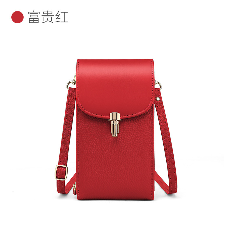 Bolso de cuero para teléfono móvil bandolera para mujer nuevo verano lichi piel de vaca bolso de comercio exterior para mujer bolso pequeño para teléfono móvil de un solo hombro mini