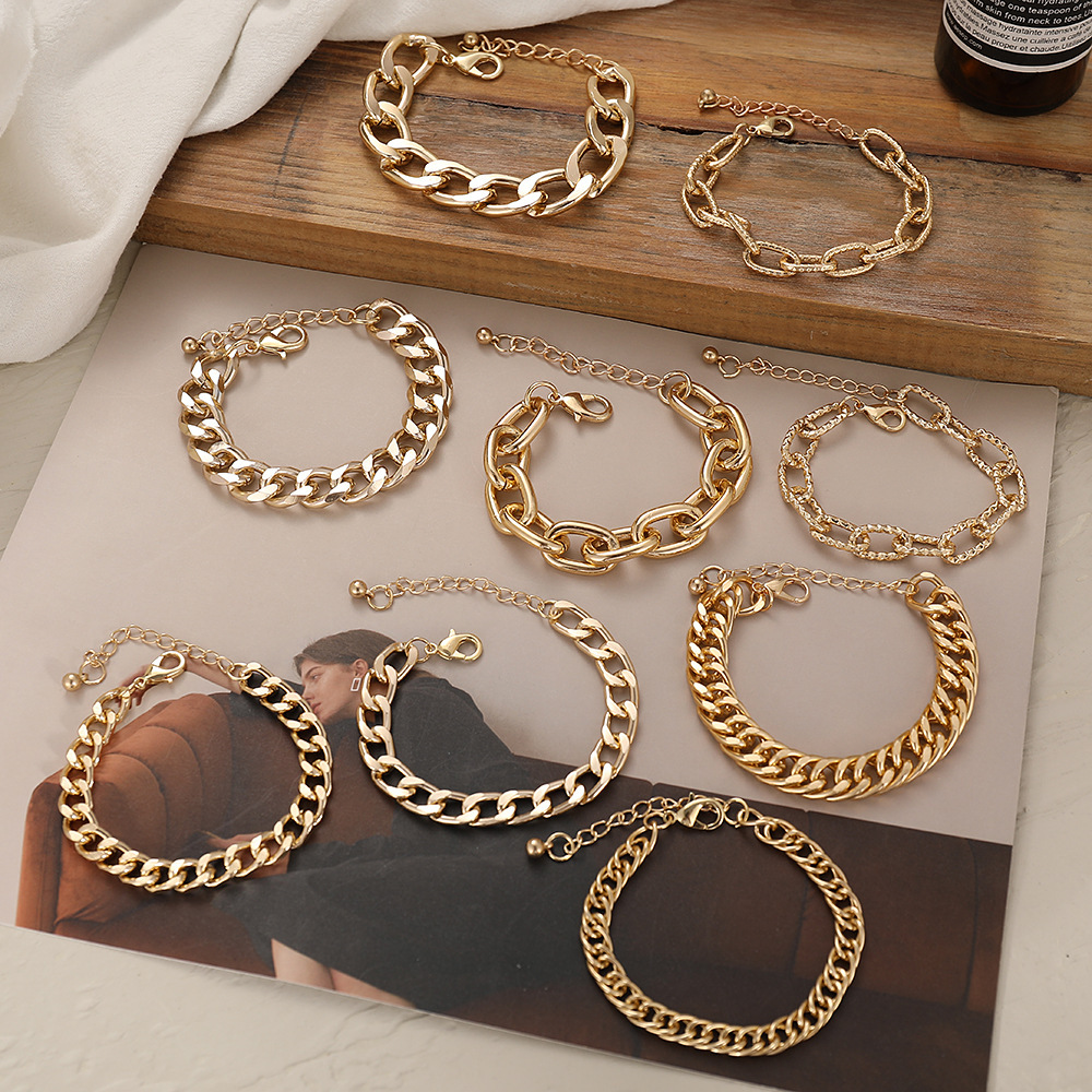 European and American jewelry personalized creative single chain bracelet female punk style metal chain bracelet metal bracelet