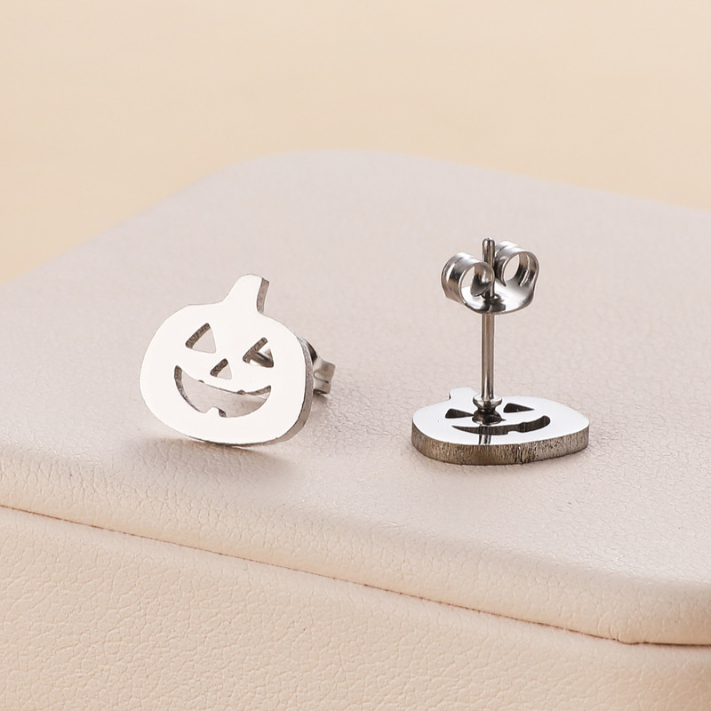 ハロウィンコウモリ、ゴースト、カボチャ、猫などの形のステンレススチール製イヤリング、3色展開、工場在庫、クロスボーダーサプライ|undefined