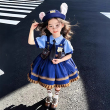 女童朱迪兔裙子儿童洛丽塔cos警官衣服宝宝Lolita连衣裙生日女孩6