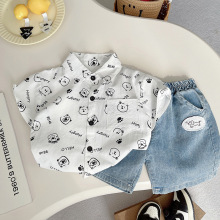 童装男童夏季衬衫套装2025新款儿童洋气衬衣宝宝时髦夏装短袖短裤