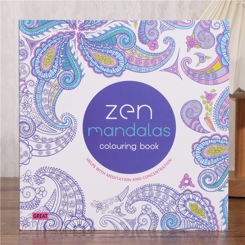 English Zen Mandalas Mandala Adult Decompression and Decompression Coloring Book for Kidsren and Students Graffiti Painting Cross-Border