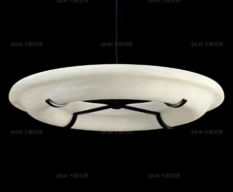 现代简约仿云石客厅餐厅吊灯创意圆圈圆环树脂设计师酒店吧台灯具|undefined