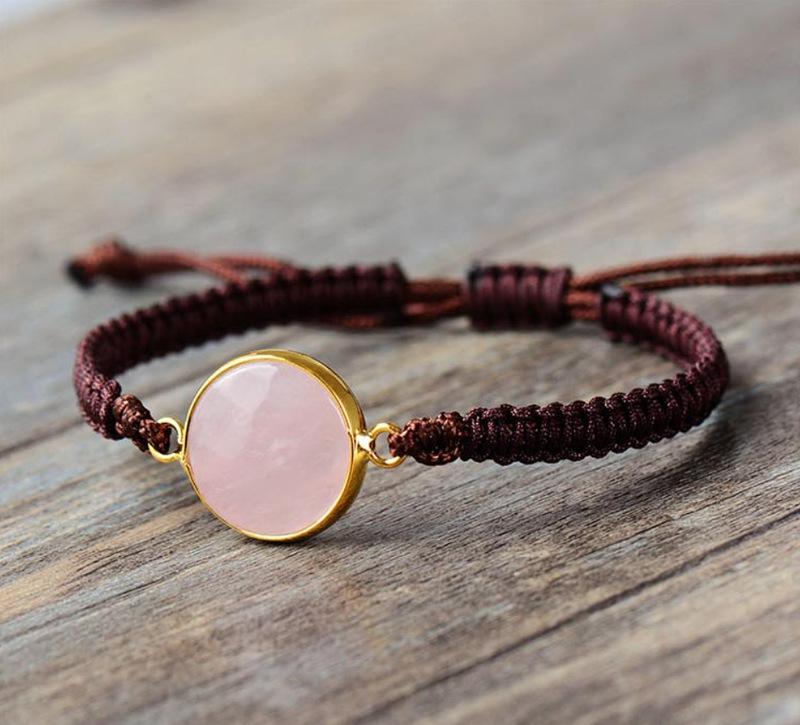 Cross-Border dedicated to natural stone teardrop hand-woven rope tassel bracelet Labrador spar friendship bracelet