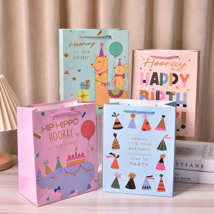 新款卡通手提卡纸礼品袋商场购物袋系列派对节日生日礼物袋伴手礼