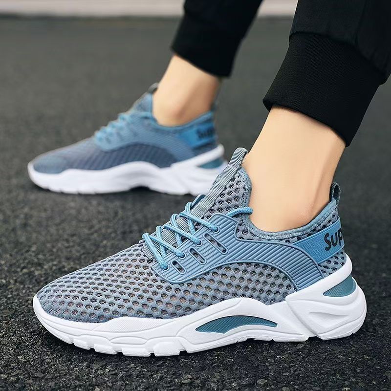 2025 nuevos zapatos de verano para hombres, transpirables y delgados, malla hueca de una sola malla, deportes para correr, zapatos de red casuales, zapatos de moda para hombres