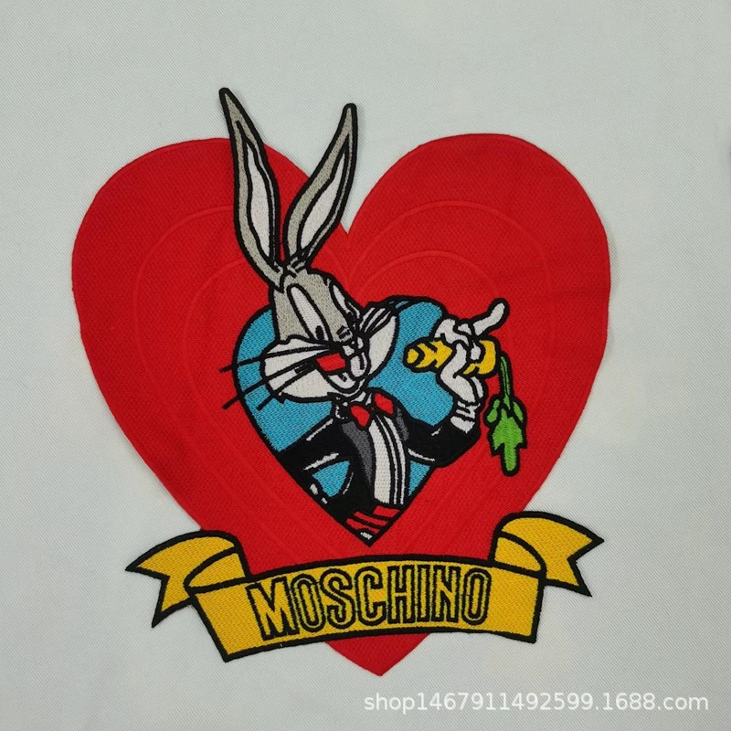 水溶爱心兔子刺绣布贴桃心补丁贴diy衣服包包装饰绣花章风手缝