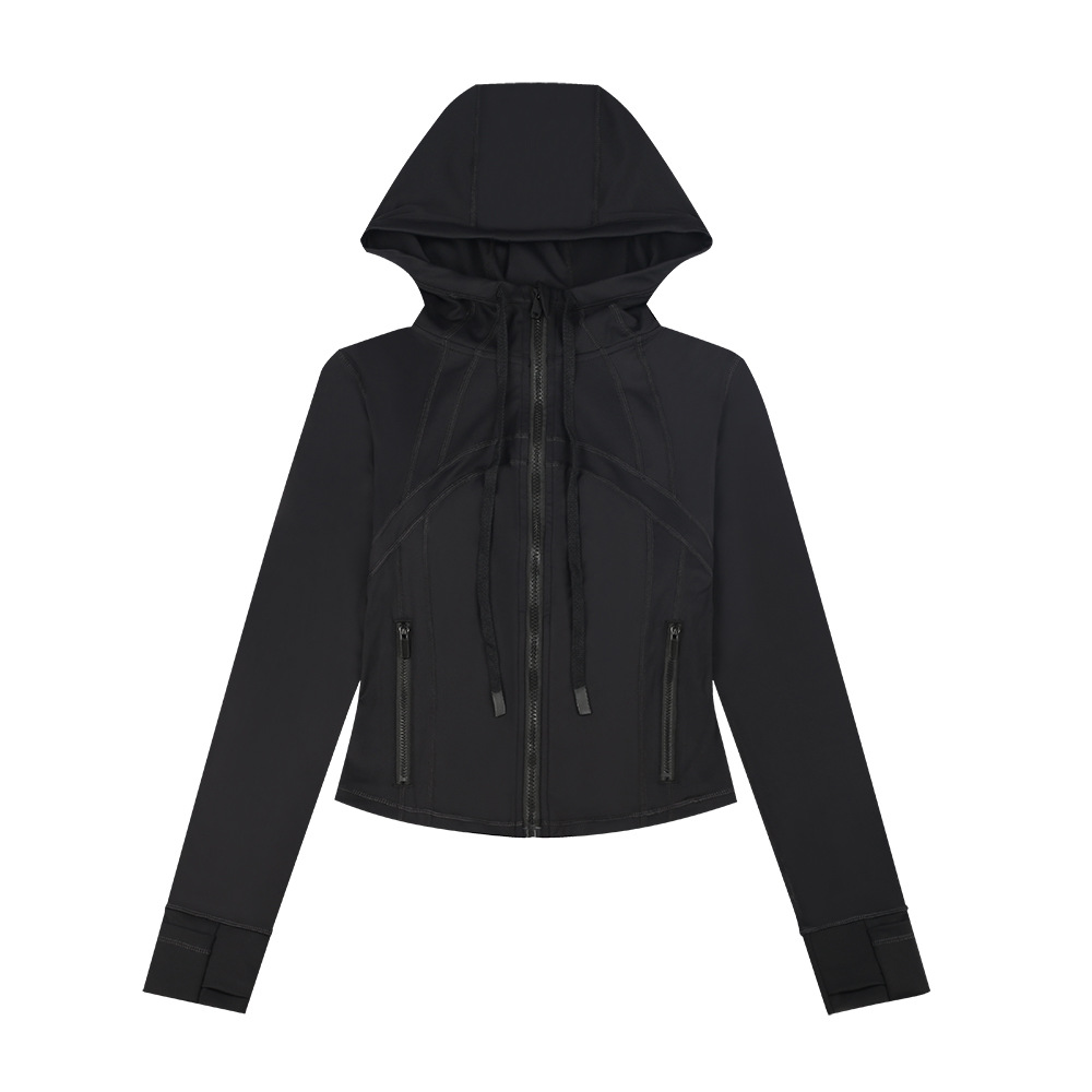 Women's Lightweight Hooded Zip-Up Jacket For Running, Yoga & Gym - Slim Fit Breathable Athletic Top With Moisture-Wicking Fabric_voghion.com