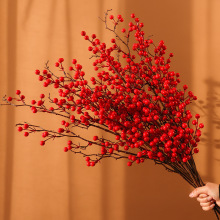 发财果红果冬青果假花仿真花摆设客厅春节新年装饰花过年花艺摆件