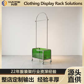 服装店移动围巾网红拍照落地不锈钢置物架布架收纳带轮挂衣杆陈列